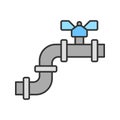 Pipe with valve color icon