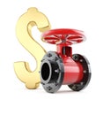 Pipe valve and dollar sign