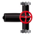 Pipe with valves icon, cartoon style