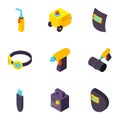 Pipe welding icons set, isometric style