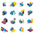 Pipe welding icons set, isometric style