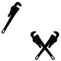 Pipe wrench icon. Crossed plumber pipe wrench sign. Plumbing company logo. Wrench icon. flat style