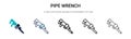 Pipe wrench icon in filled, thin line, outline and stroke style. Vector illustration of two colored and black pipe wrench vector Royalty Free Stock Photo