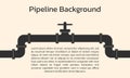 Pipeline background. Gas, oil, plumbing or water pipe with valve and tap. Vector illustration. Royalty Free Stock Photo