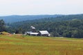 Pipeline behind farm Royalty Free Stock Photo