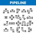 Pipeline Collection Elements Icons Set Vector