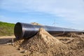 Pipeline construction site on a sunny day Royalty Free Stock Photo