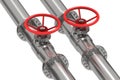 Pipeline Detail With Red Throttle Control Wheels Royalty Free Stock Photo