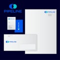 Pipeline flat logo. Identity. Pipe plant emblem. Pipe icon.