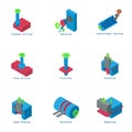 Pipeline icons set, isometric style