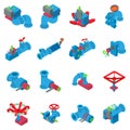 Pipeline icons set, isometric style