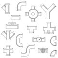 Pipeline icons set, outline style