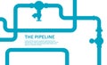 Pipeline infographic with blue and white colors. Oil, water or gas flat valve vector design. Royalty Free Stock Photo