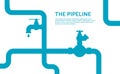 Pipeline infographic concept with blue and white colors. Oil, water or gas flat valve vector design. Royalty Free Stock Photo