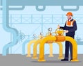 Pipeline maintenance semi flat vector illustration Royalty Free Stock Photo