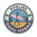 Pipeline, Oahu, Hawaii- surfer sticker, stamp or sign design