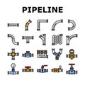 pipeline oil industry gas pipe icons set vector