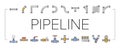 pipeline oil industry gas pipe icons set vector Royalty Free Stock Photo