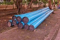 Pipeline for pipe water system construction Royalty Free Stock Photo
