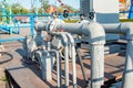 Pipeline and pump station for pressurized water. Royalty Free Stock Photo