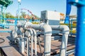 Pipeline and pump station for pressurized water. Royalty Free Stock Photo