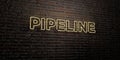 PIPELINE -Realistic Neon Sign on Brick Wall background - 3D rendered royalty free stock image