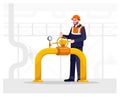 Pipeline repair semi flat vector illustration Royalty Free Stock Photo