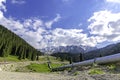 Pipeline on road Big Almaty Lake, Tien Shan Mountains in Almaty, Kazakhstan