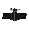 Pipeline shutter.Oil single icon in black style vector symbol stock illustration web.