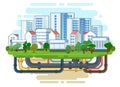 Pipeline for various purposes. City engineering network. Underground part of system. Isolated Illustration vector