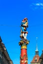 Piper Fountain Pfeiferbrunnen in the old city of Bern, Switzerland. The fountain was built in 1545-1546