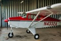 Piper tri-pacer airplane in a hanger Royalty Free Stock Photo