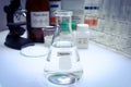 Piperidine in glass, chemical in the laboratory and industry Royalty Free Stock Photo