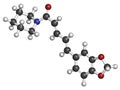 Piperine black pepper molecule. Responsible for the pungency of black pepper and long pepper. Royalty Free Stock Photo