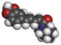 Piperine black pepper molecule. Responsible for the pungency of black pepper and long pepper. Royalty Free Stock Photo