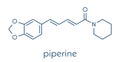 Piperine black pepper molecule. Responsible for the pungency of black pepper and long pepper. Skeletal formula. Royalty Free Stock Photo