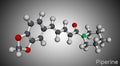 Piperine, C17H19NO3 molecule. It is alkaloid isolated from the plant Piper nigrum. It has role as plant metabolite, food component Royalty Free Stock Photo