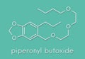 Piperonyl butoxide PBO pesticide synergist molecule. Increases potency of insecticides by inhibiting breakdown by cytochrome.