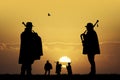 Pipers at sunset