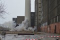Pipes are blown up at powerplant the ijsselcentrale in the town of Zwolle