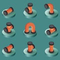 Pipes color isometric icons