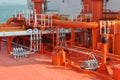 Pipes on the deck of the tanker