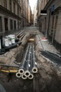 Pipes in dug up street