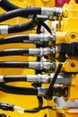 Pipes and the hydraulic system of the tractor or excavator Royalty Free Stock Photo