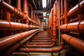 Pipes installing concrete iron tunnel. Generate Ai Royalty Free Stock Photo