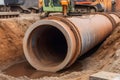 Pipes installing concrete iron tunnel. Generate Ai Royalty Free Stock Photo