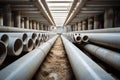 Pipes installing concrete tunnel. Generate Ai Royalty Free Stock Photo