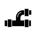 Pipes plumbing system icon, vector illustration, black sign on isolated background