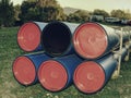 Pipes of PVC large diameter prepared for laying Royalty Free Stock Photo