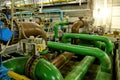 Pipes and sewage pumps inside modern industrial wastewater treatment plant Royalty Free Stock Photo